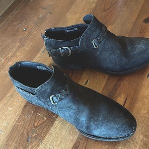 Black suede, BORN ankle boots